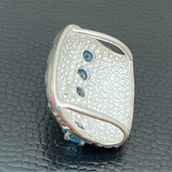 Vintage Sterling Silver 925 Signed Blue Topaz Slider Pendant 4.7g - Picture 11 of 13